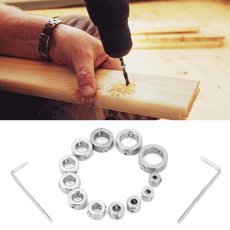 Hilitand 12pcs Stainless Steel Drilling Limit Ring Drill Depth Stop Bit Collar Set 3mm - 16mm - Image 5
